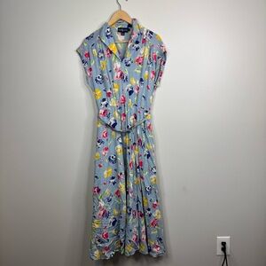 Ralph Lauren 80s Midi Tie Front Floral Print Dress Size 6